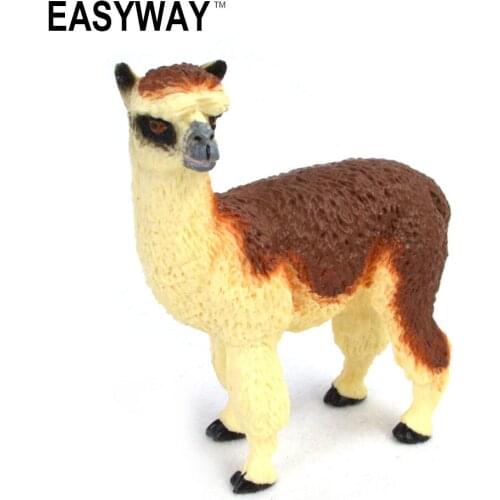 EASYWAY Alpaca Toy Action Figures Figurine Zoo Plastic Animal Models Cute Vicugna Pacos Gift for Kids Educational Toys Child