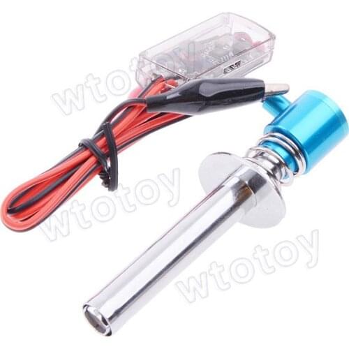 Upgraded Electronic Glow Plug Starter Igniter for Nitro R/C Car Boat Helicopter Blue + Silver 20650