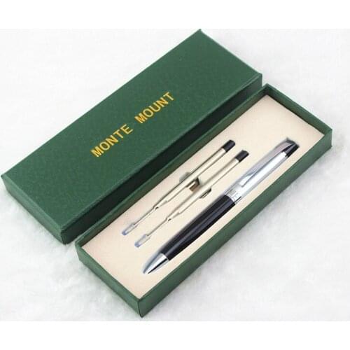 Monte mount gel pen Black and Silver Clip Ballpoint Pen with Black Refill Rollerball Pens Office Supplies School Supplies