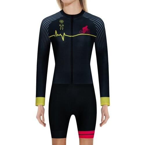 Kafitt-Blouse Summer-Long Sleeve-Cycling Wear-Siamese-Bicycle-Bicycle-Bicycle-Little Monkey-Work Clothes-Set-9d Gel Pad