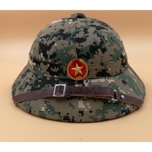 VIETNAM ARMY HAT NVA VIETCONG VC PITH HELMET EXPLORER CAMO CAMOUFLAGE CAP WITH STAR