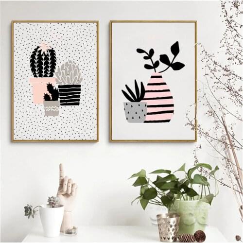 Nordic Pot Plant Canvas Art Print Painting Poster Wall Pictures for Home Decoration Giclee Print Wall Decor S16022