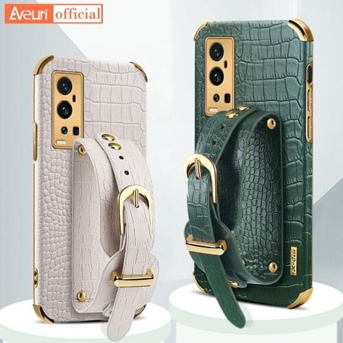 Wrist Strap Leather Phone Case For Vivo X50 X60 Pro Plus V20 SE V21 Y12 Y17 Y19 Y20 Y30 Y12S S1 iQOO 7 Z1X Z3 Neo 5 Cover Case