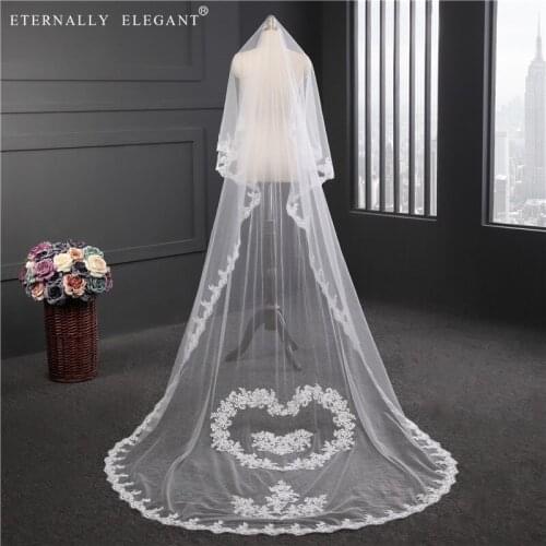 Beautiful Real Photos 2018 3M White/Ivory Cathedral Wedding Bridal Veil With Comb Wedding Accessories EE5016