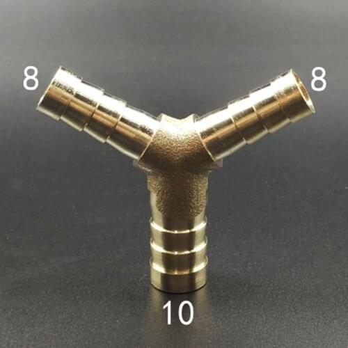 Brass Hose Barb Reducer Fitting Y Shaped 3 Way Splitter 10-8-8mm Water Gas
