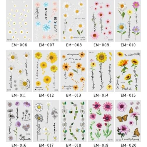 Small Daisy Fake Tattoos Paste on Face Arm Leg for Children Men Women Body Art Waterproof Flower Tattoo Stickers 120*75mm
