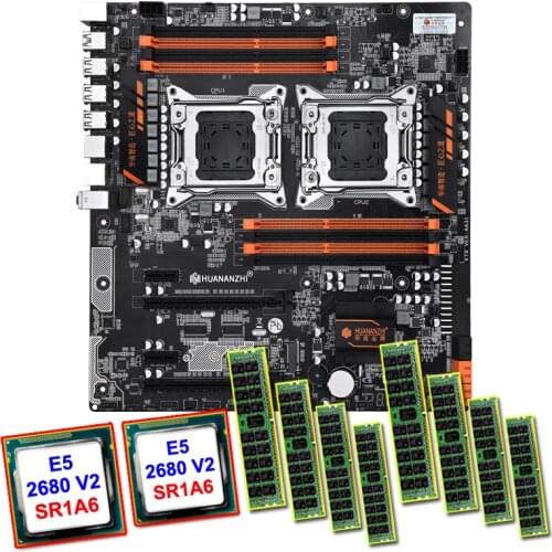 HUANANZHI X79-8D Motherboard with M.2 NVME SSD Slot Dual CPU Xeon E5 2680 V2 Big Brand RAM 128G(8*16G) 1866 REG ECC Best Combo