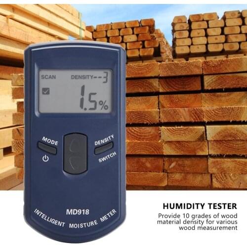 MD918 Digital Wood Hygrometer LCD Inductive Wood Moisture Meter Detector Timber Humidity Tester 4%~80% RH