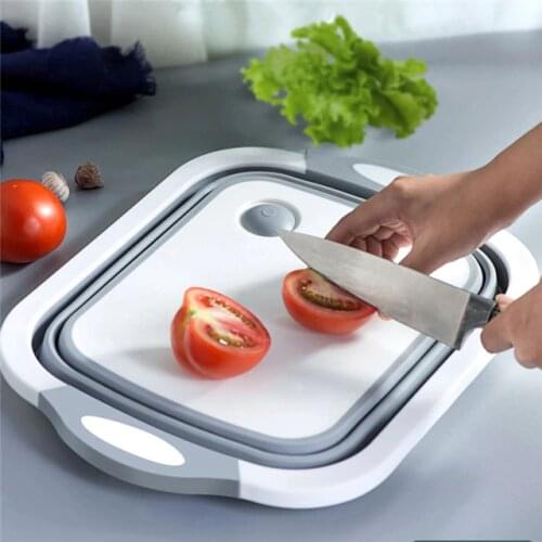 Multifunctional Folding Cutting Board Household Mildew-proof Plastic Cutting Board Washing Fruit Draining Basket Kitchen