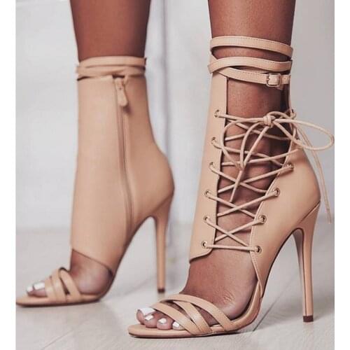 2020 Fashion Women Sandals Summer Gladiator Sandals High Heel Strap Sexy Women Shoe Cross-tied Party Shoes Plus Size 35-42
