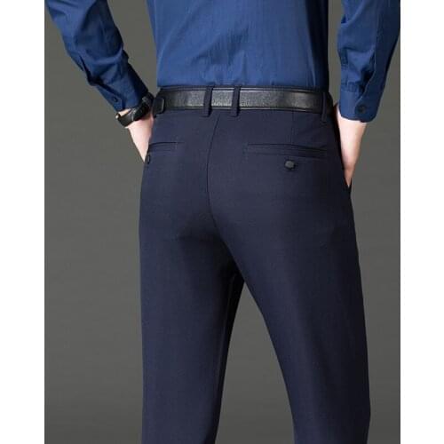 2021 Spring And Summer New Mens Slim Suit Pants Business Casual Loose Straight Stretch Trousers Male High-End Brand Clothes