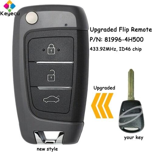 KEYECU Upgraded Flip Remote Car Key With 433.92MHz & ID46 Chip - FOB for Hyundai H-1 iMax iLoad i800 2008-2017 P/N: 81996-4H500
