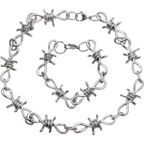 Punk Gothic Alloy Barbed Wire Brambles Necklace Jewelry Women Men Unisex Women Mens Jewelry Accessoies