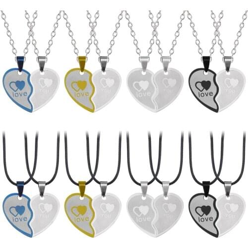 Hot Fashion Necklace Female Rope Chain Stitching Heart-shaped Titanium Steel Couple Pendant Custom Men And Women Jewelry Gift