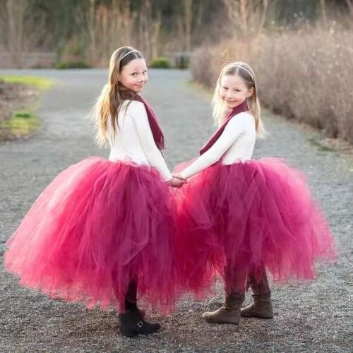 Girls red Long Tutu Skirts Kids Tulle Skirt Pettiskirts Underskirtd Children Birthday Party Costume Wedding Photography Skirts