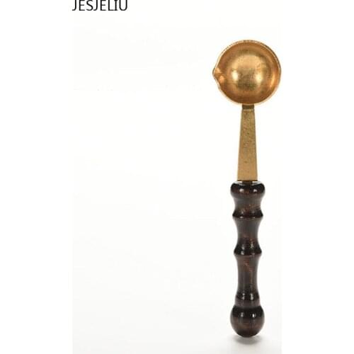 Popular Mini Wax Spoon Stamp Seal Vintage Anti-hot Wood Handle Sealing Wedding