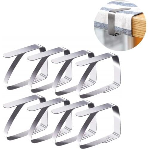 8Pcs Stainless Steel Adjustable Tablecloth Clamps Wedding Promenade Table Cover Holder Clip Promenade/Round Board Stable Clips