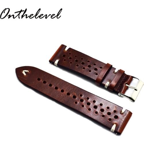 Handmade Vintage Leather Strap Watch Band Watch Accessories Bracelet 18mm20mm 22mm Porous Leather Strap Breathable Watch Band