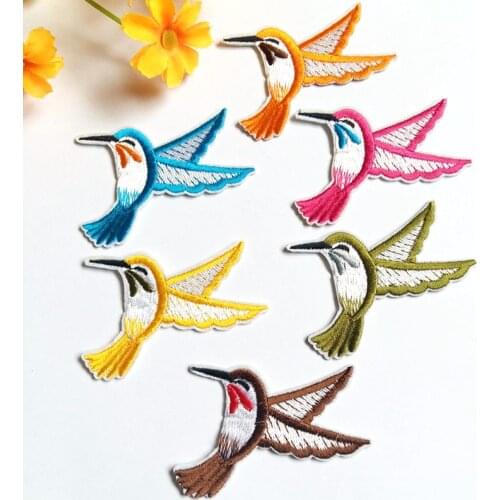 Mix 6pcs Hummingbird Patches Iron On Or Sew Fabric Sticker For DIY Clothes Badge Embroidered Appliques