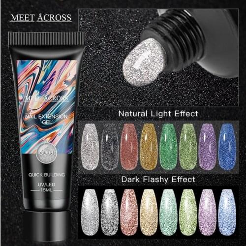 15ML Reflective Poly Extension Nail Gel Acrylic Color Poly Nail Gel For Extension Finger Quick Building Poly Nail Gel Nail Art
