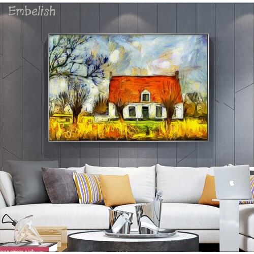 Embelish 1 Pieces House At The Bank Of Damme Canal Landscape HD Canvas Paintings For Living Room Home Decor Wall Art Pictures