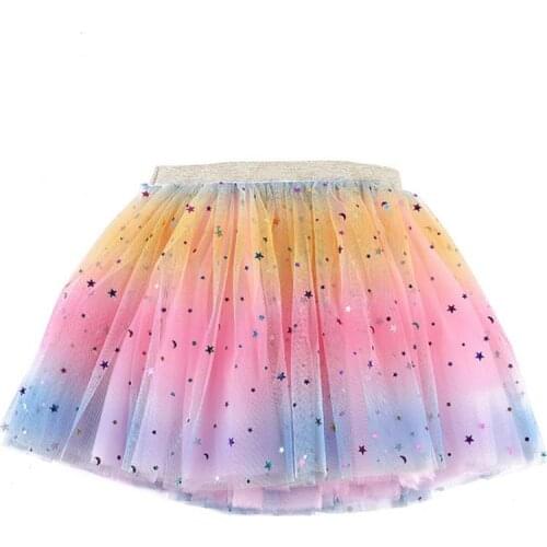Girls Skirts Baby Ballet Dance Rainbow Tutu Toddler Star Glitter Printed Ball Gown Party Clothes Kids Skirt Children Clothes