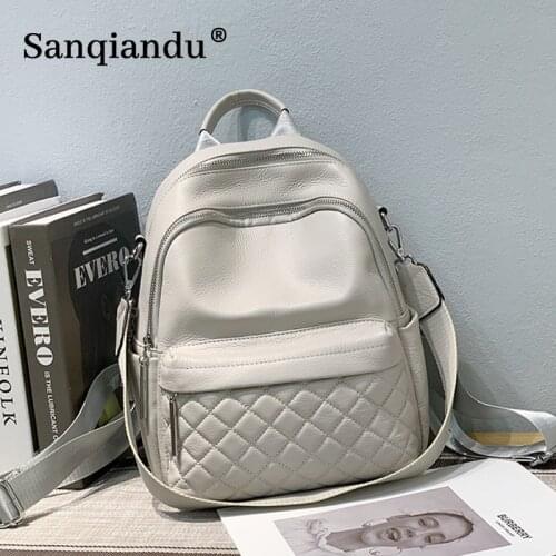 Women Backpack 100% Soft Genuine Leather Travel Backpack Lady Shoulder Bags Design Fashion Teenage Girl Daily Schoolbag Mochila