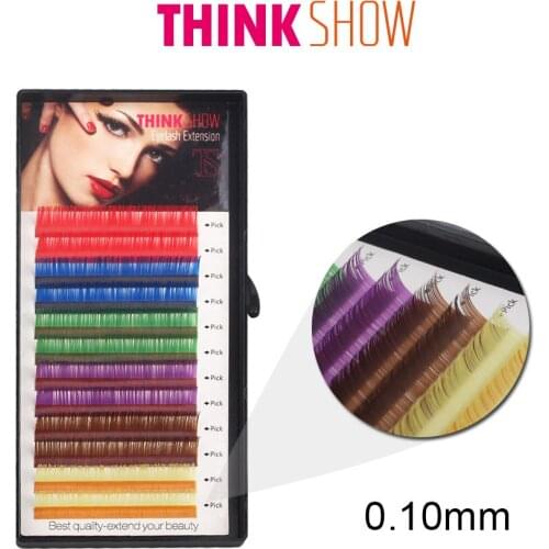 0.10mm Thickness All Size Colorful Eyelash Extension Koraen Individual False Eye Lashes Natural Fake Eyelash Free Shipping