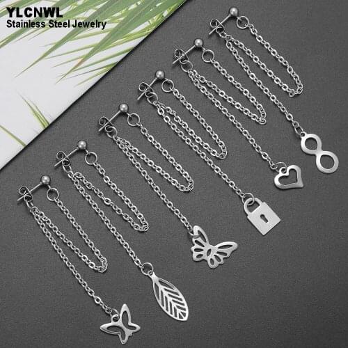 1 Pair Stainless Steel Long Chain Tassel Earrings For Women Dangle Drop Fashion Jewelry Birthday Gift