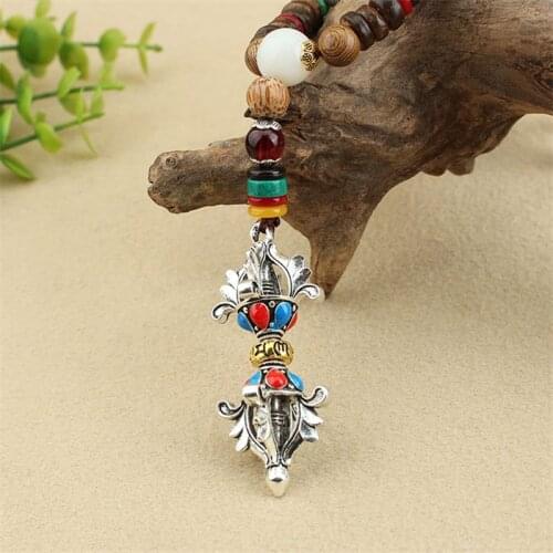 2021 New Handmade Nepali Cross Vajra Ping An Brand Exotic Long Chain Ethnic Style Jewelry for Women Men
