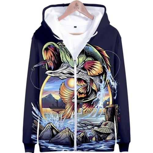 2021 fishing Men/Women Zipper Hoodies 3D Print Game Fashion Sweatshirt Long Sleeve Coat Plus Size Zipper Hooded Clothes