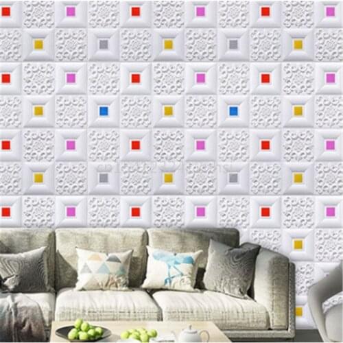 3d Wall Sticker Ceiling Panel Roof Decoration Foam Wallpaper Self-adhesive Waterproof Diy Living Room Decoration Tv Background