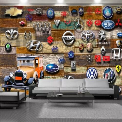 3d Wallpaper Luxury Classic Wallpaper European and American Car Logo TV Background Wall HD Digital Printing 3d Mural Wallpaper