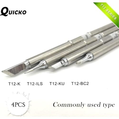4pcs/set T12-K T12-ILS T12-BC2 T12-KU Solder Iron Tips T12 series Welding head Soldering Rework Station FX-951