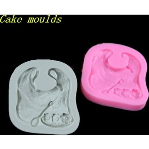 73*65*12mm baby bib shape silicone mold fondant cake chocolate decoration mould baking tools DIY craft mold