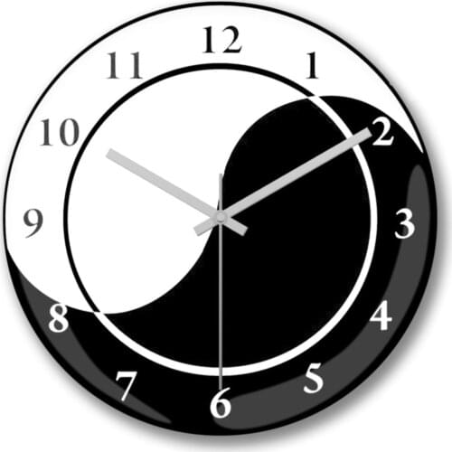 Ying Yang Design Wall Clock Curved Real Glass Gift Items Home Office Accessories Anolog Clocks