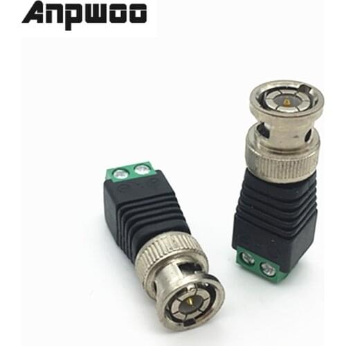 ANPWOO 10pcs/lot BNC Male to UTP Mini Coax CAT5 To Camera CCTV Video Balun Connector Adapter POE cctv tester IP camera FC