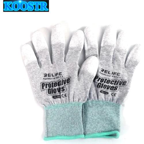 RELIFE RL-063 Antistatic Gloves Antiskid ESD Electronic Working Gloves PU Coated Finger Protection For Computer Phone Repair