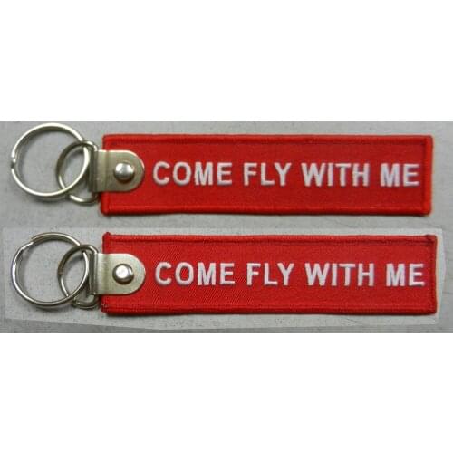 Come Fly With Me Embroidered Tag Keychains