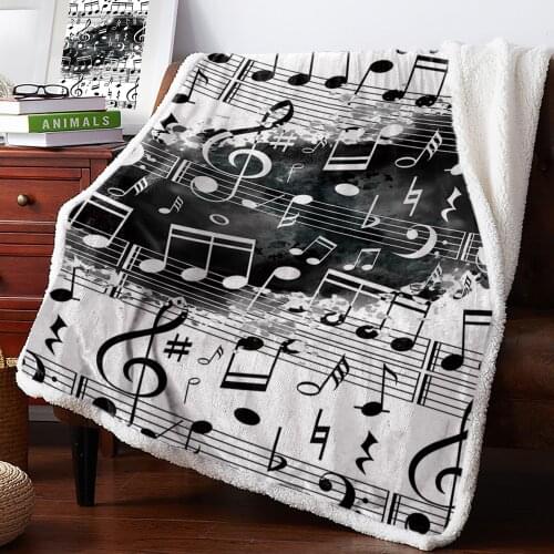 Musical Note Music Black and White Splatter Blankets Fleece Blankets Winter Blanket Personalized Blankets Bedclothes