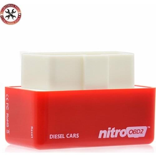 Red NitroOBD2 Chip Tuning Box Nitro OBD2 Performance Plug and Drive OBD2 Chip Tuning Works For Diesel Retail Box Fast Shipping