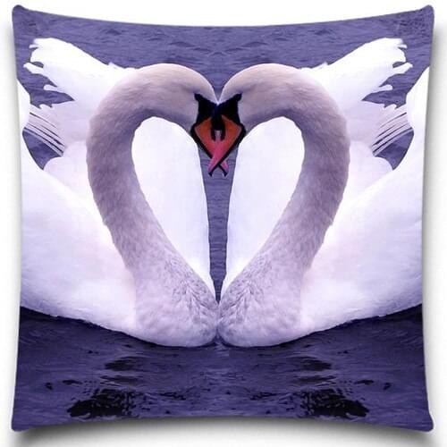 Two swans deeply attached to each other 2D print creative Pillow case Square cotton polyester cushion cover 5 size 9 style
