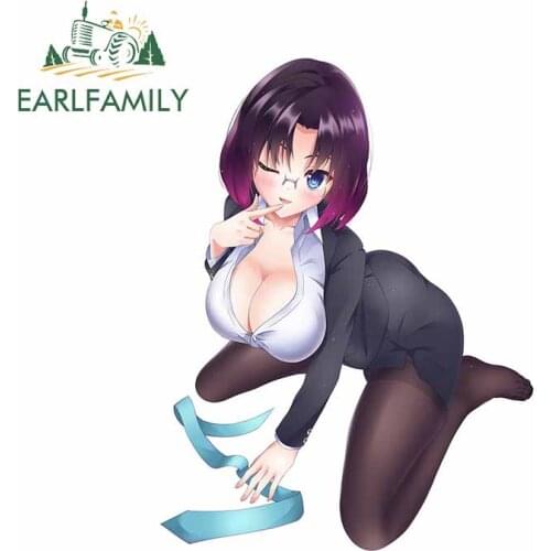 EARLFAMILY 13cm x 10.1cm for Dragon Maid Elma Car Stickers VAN- Personality Windshield Decal Waterproof Refrigerator Graphics