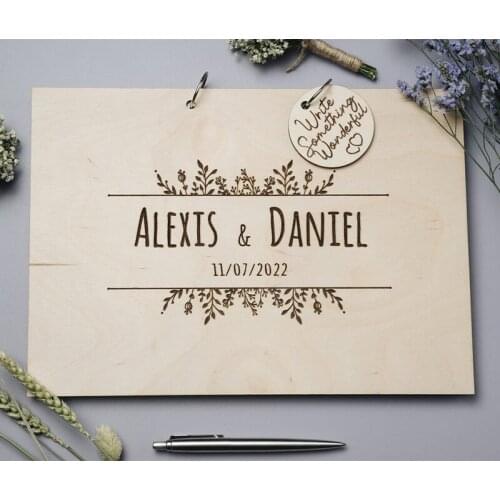 Personalized Wedding Guest Book Rustic Wood Guest Book Custom Engraved Guest Book Wedding Album Gift for Couple Wedding Favors