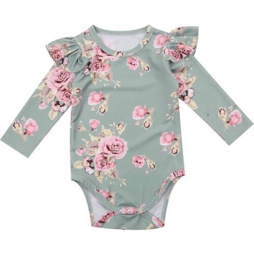 Fashion Cute Infant Newborn Baby Girl Floral Romper Ruffles Jumpsuit Outfits Clothes