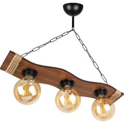 Brown New Design 3 track Lighting Wood Chain Rope Chandelier