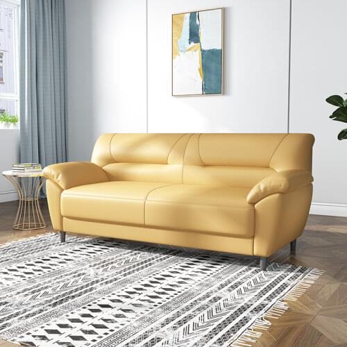 Karois K086 nordic Leather Sofa Small Apartment Three-person Living Room Modern Minimalist Office Leather Art Sofa