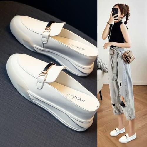 Platform Sneakers Women Shoes Female Pu Leather Walking Sneakers Loafers White Flat Slip On Vulcanize Casual Shoes 2021