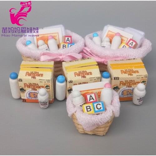 Mini feeding model milk bottle Diapers for doll house mininature accessories for barbie blythe doll