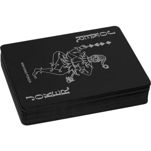 Fashion 54pcs/deck Poker Waterproof PVC Plastic Playing Cards Set Classic Magic Tricks Tool Pure Color Black Magic Box-packed